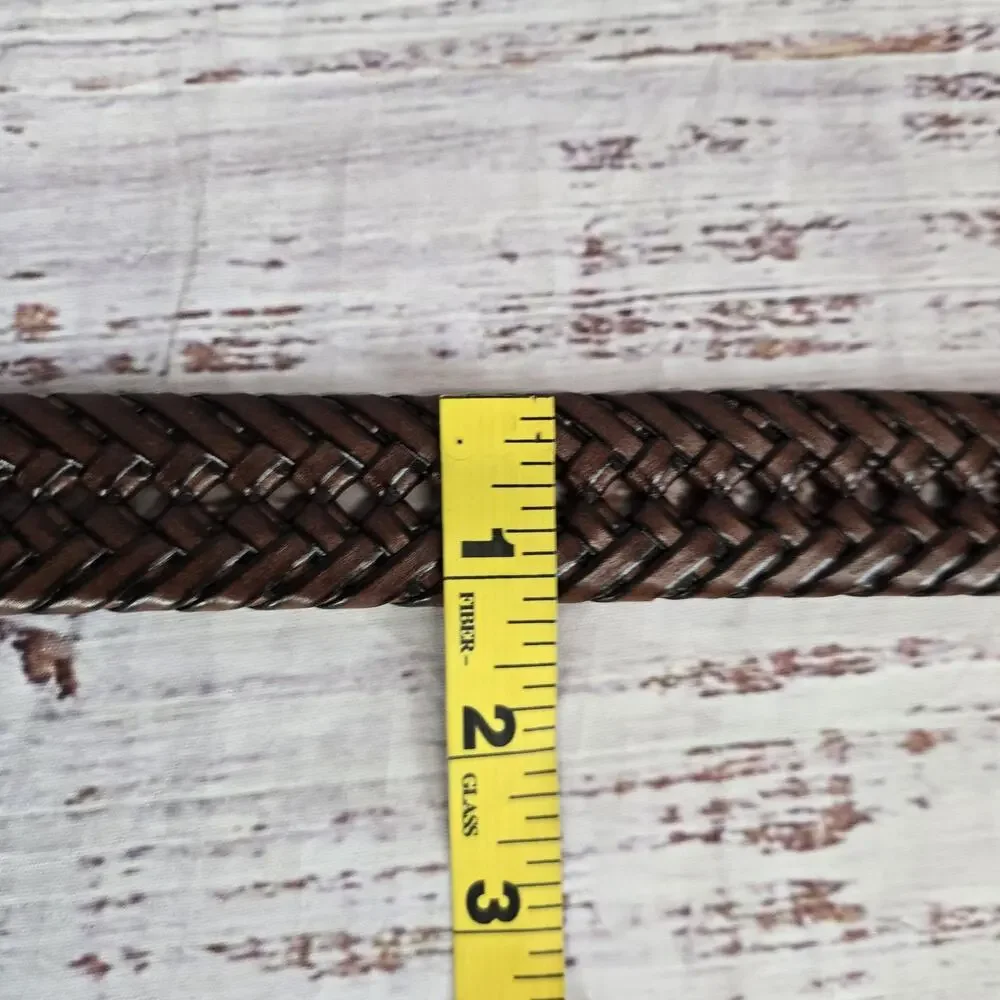 Dockers Belt Mens Sz 40 Brown Woven Leather Brass Buckle Braided Western Cowboy